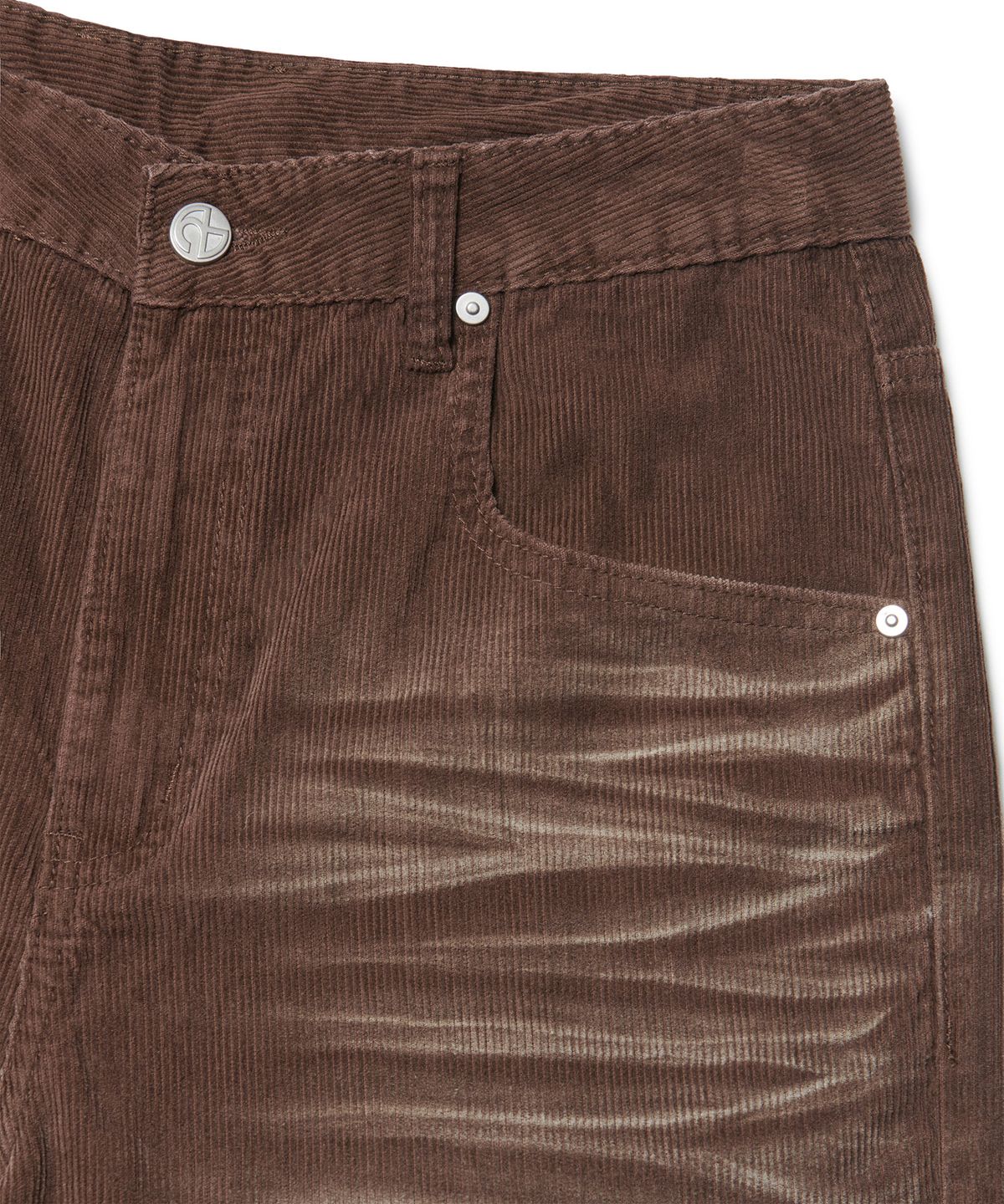 노매뉴얼(NOMANUAL) WAVE CURVED CORDUROY PANTS - BROWN