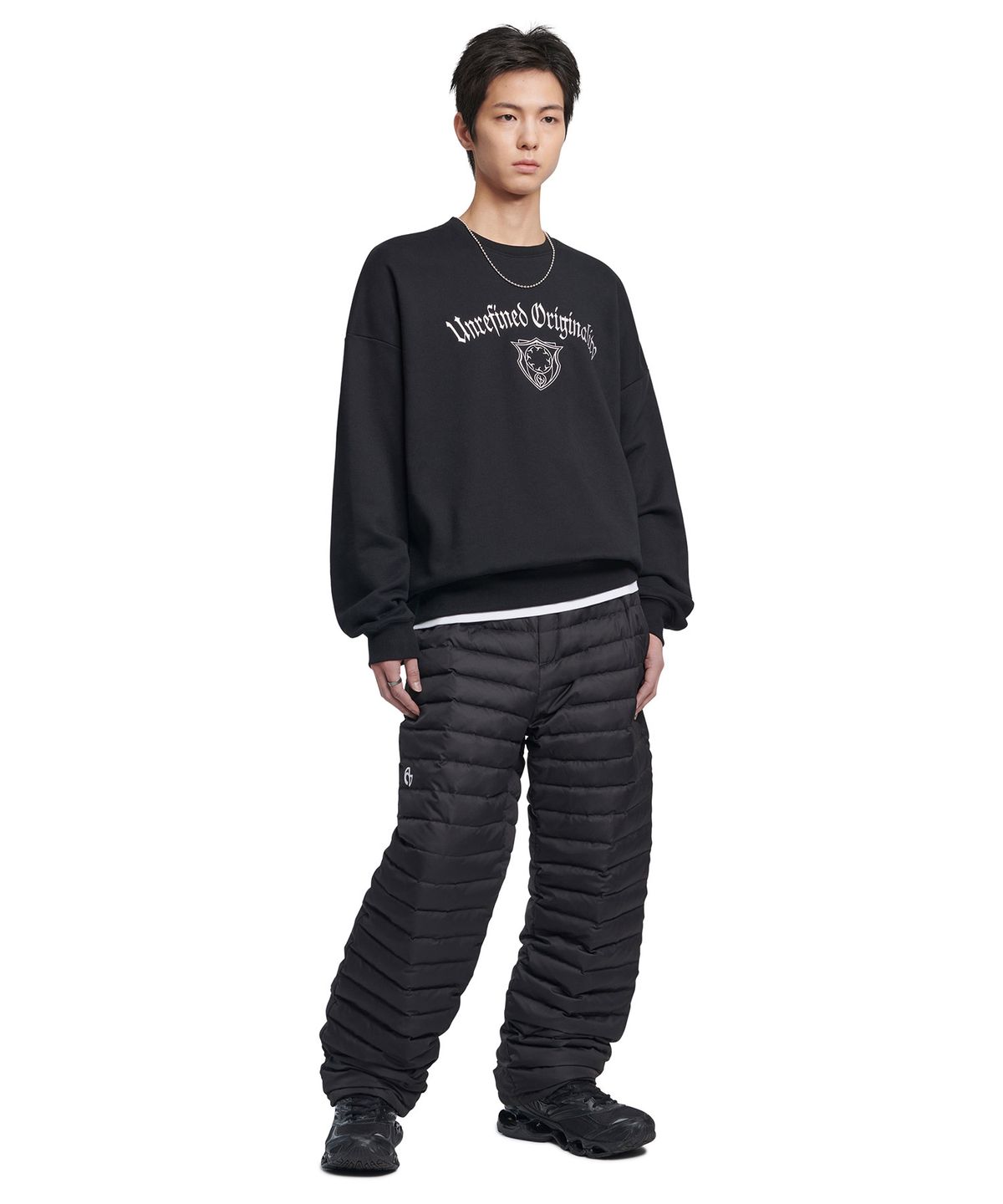 노매뉴얼(NOMANUAL) CREPE DUCK DOWN PADDED PANTS - BLACK