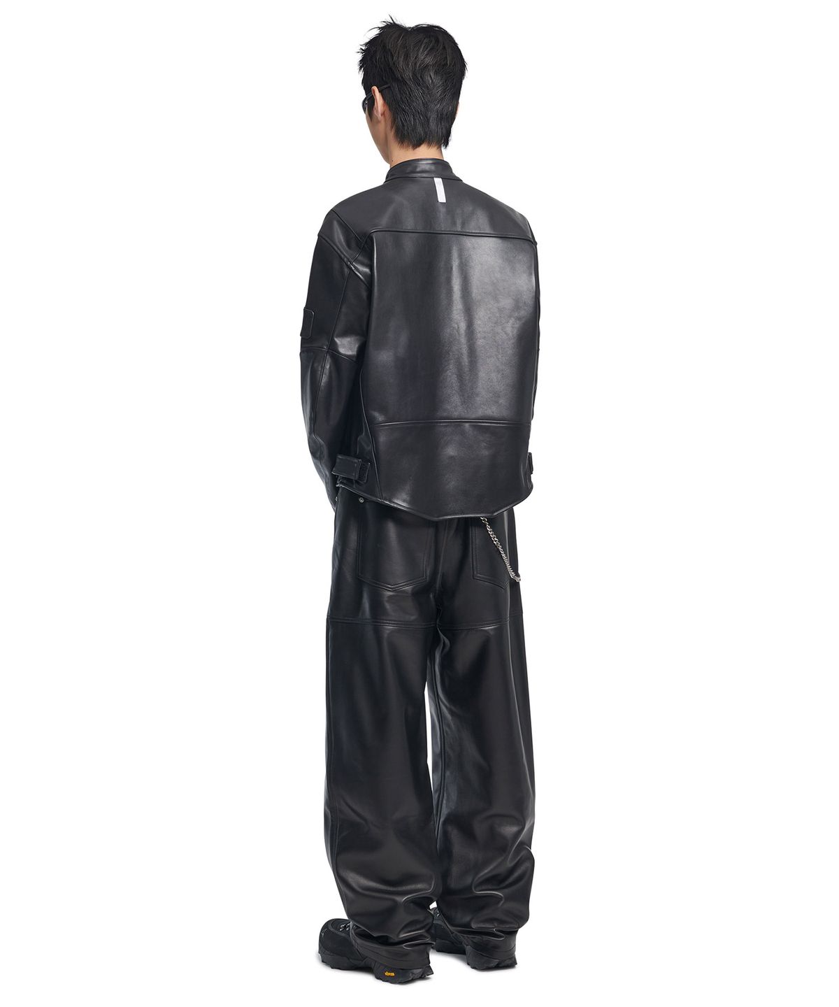 노매뉴얼(NOMANUAL) EMBOSSED LEATHER PANTS - BLACK