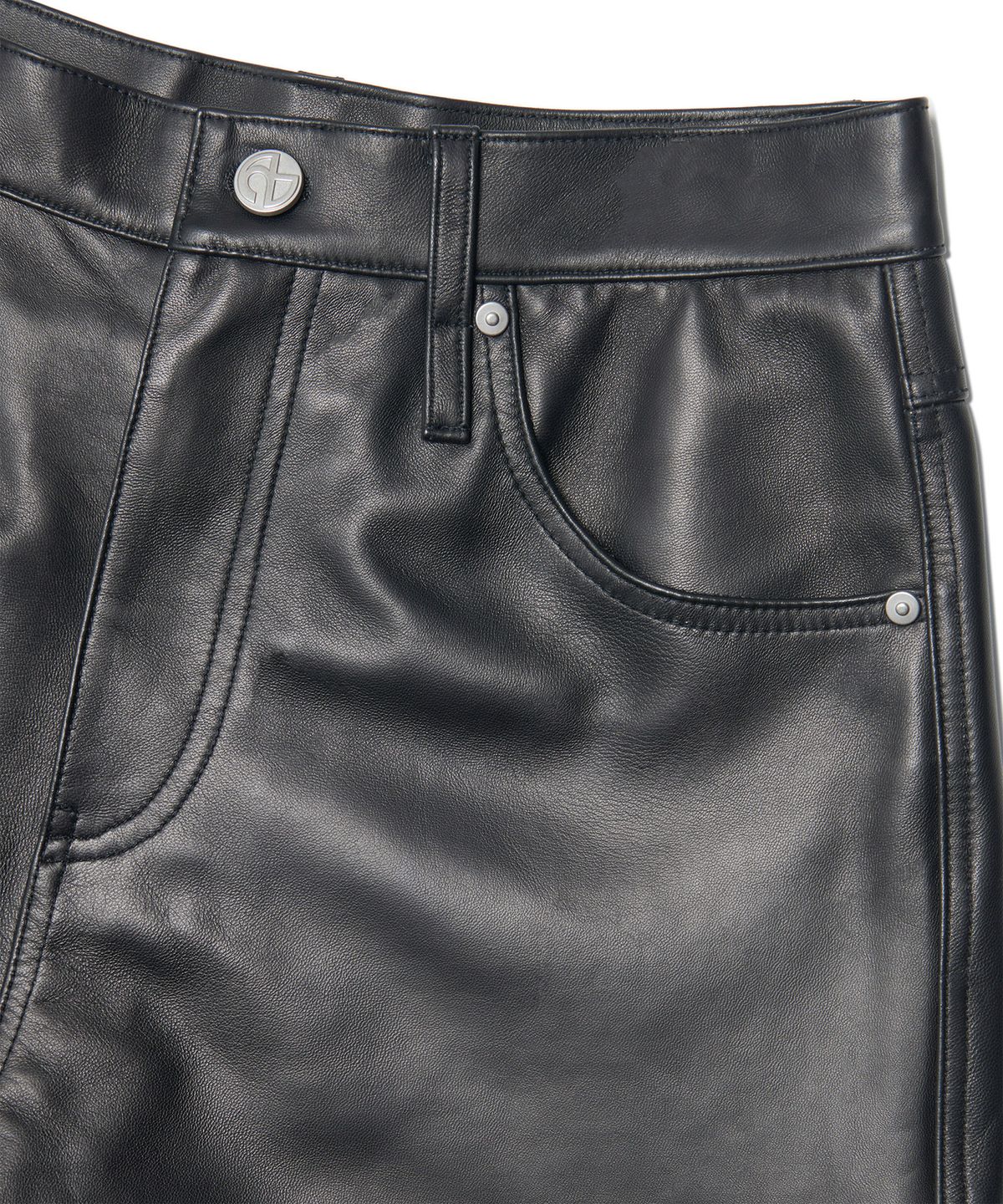 노매뉴얼(NOMANUAL) EMBOSSED LEATHER PANTS - BLACK