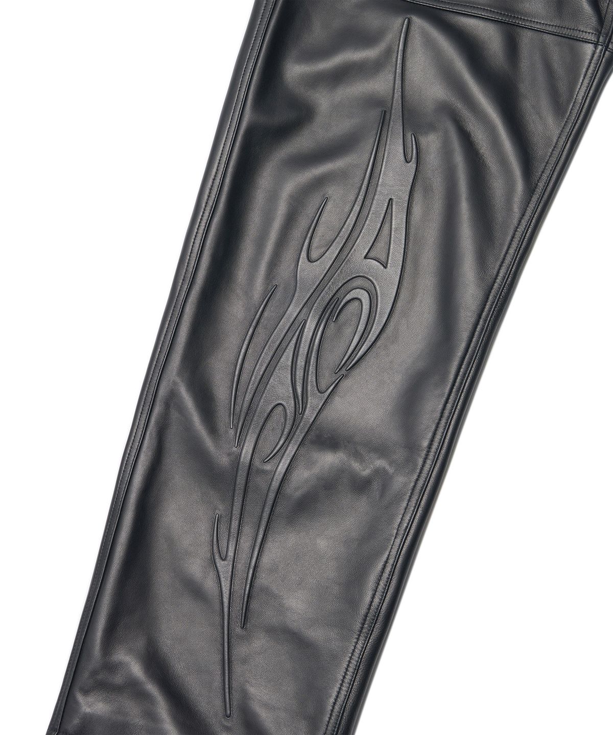 노매뉴얼(NOMANUAL) EMBOSSED LEATHER PANTS - BLACK