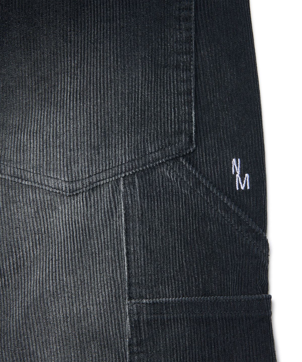 노매뉴얼(NOMANUAL) DOUBLE KNEE CORDUROY PANTS - WASHED BLACK
