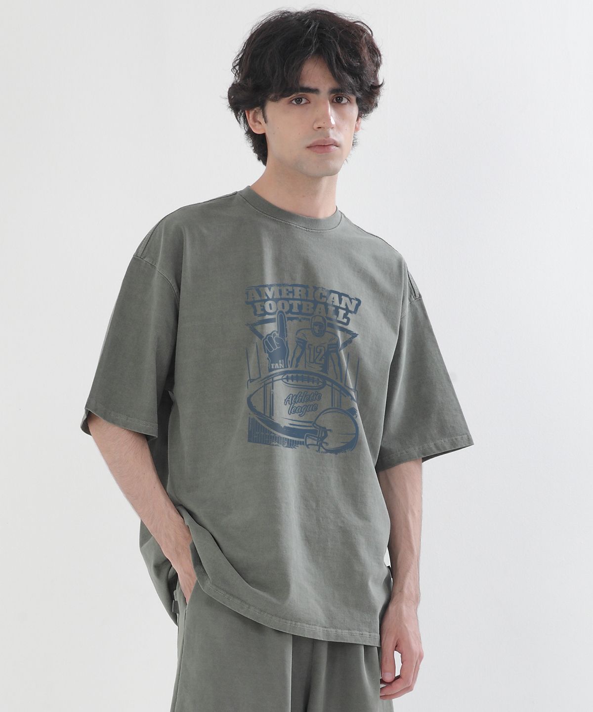 폴리그램(POLYGRAM) 아메리칸 풋볼 트윈 코튼 피그먼트 반팔 티셔츠 - 5COLOR