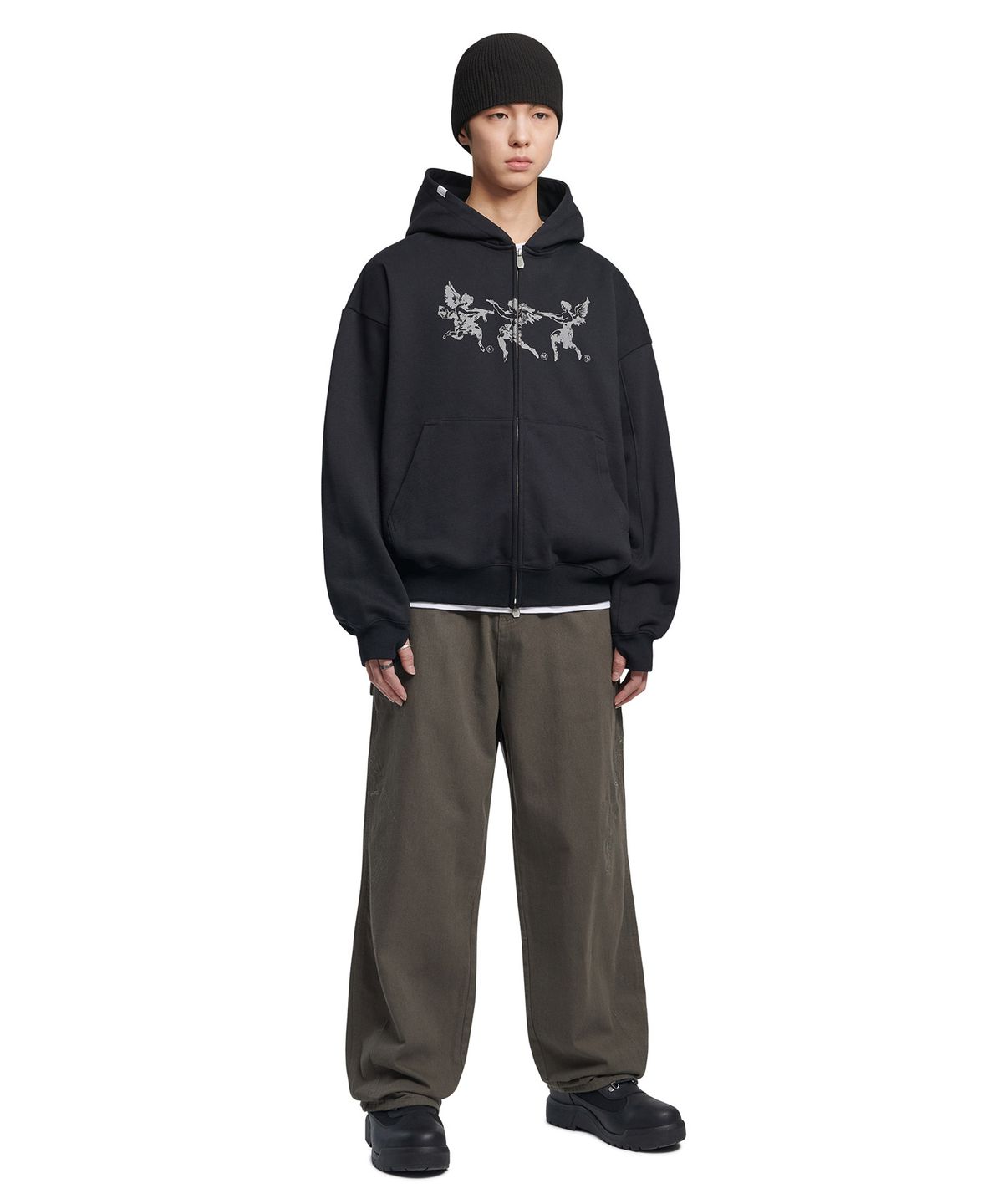 노매뉴얼(NOMANUAL) SIDE GRAPHIC PANTS - CHARCOAL