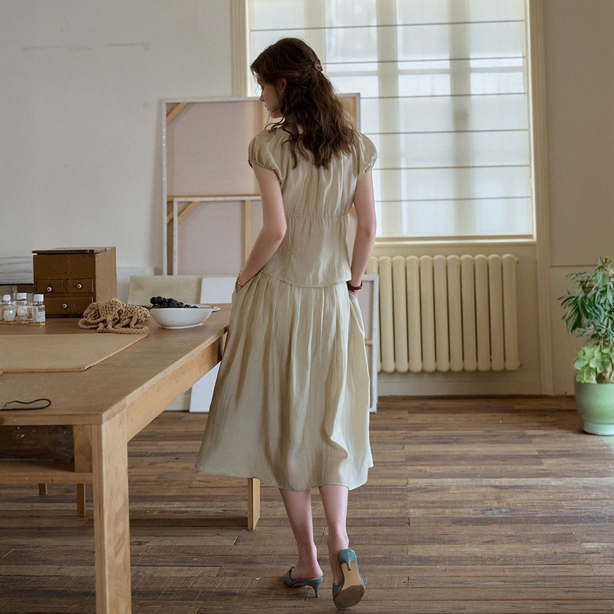 심플레트로(SIMPLE RETRO) SR_Botanical embroidery skirt