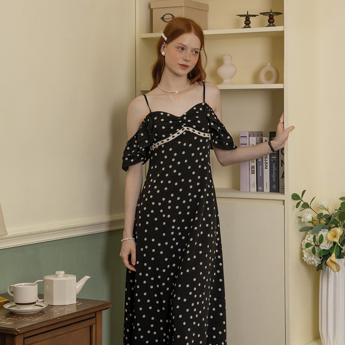 던드롭(DUNDROP) DD_Polka dot playful dress_BLACK