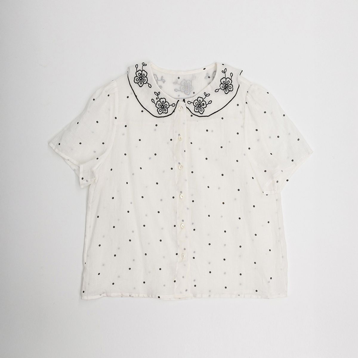 던드롭(DUNDROP) DD_Romantic polka dots shirt_2color