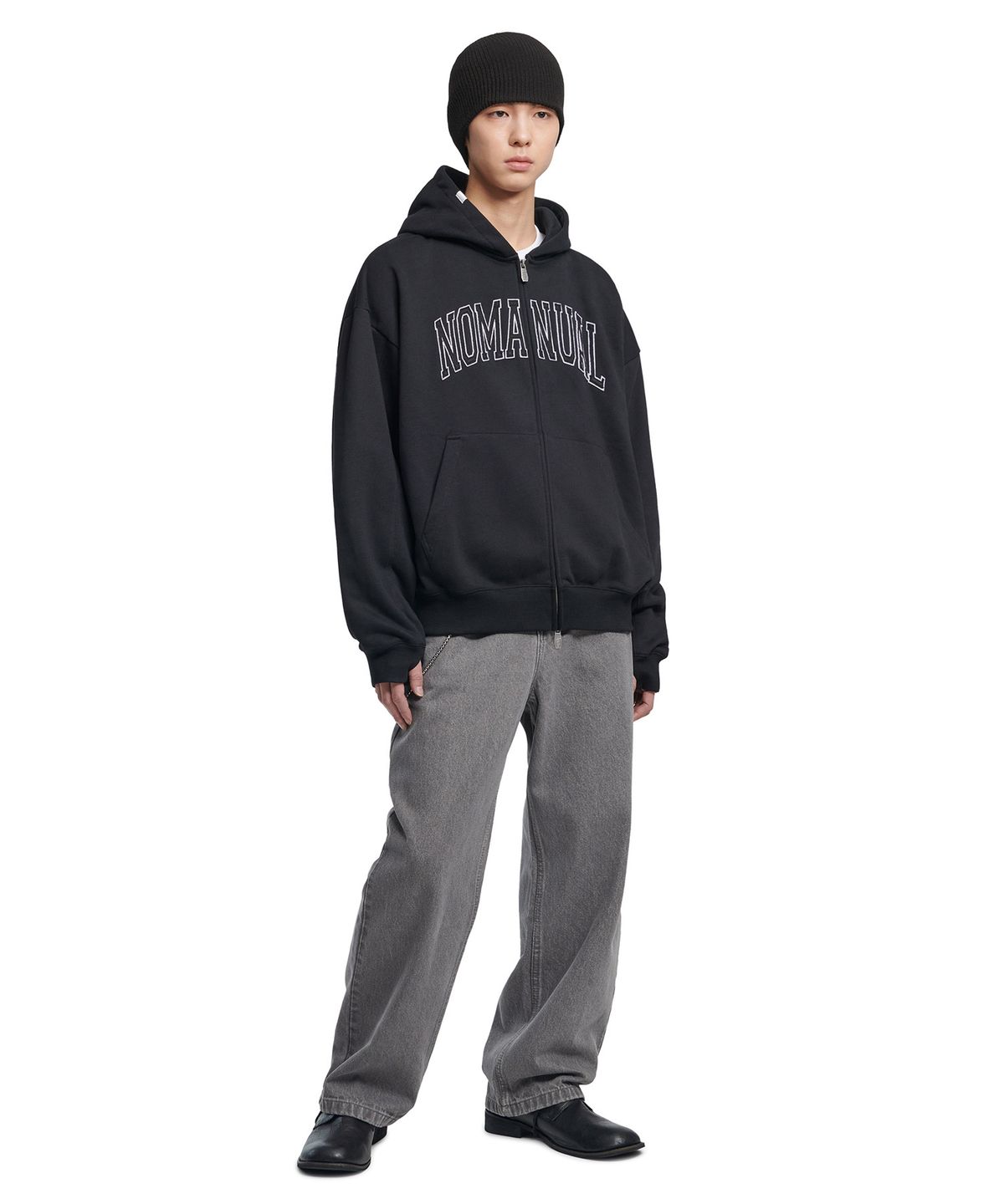 노매뉴얼(NOMANUAL) STRAIGHT WIDE DENIM PANTS - GRAY
