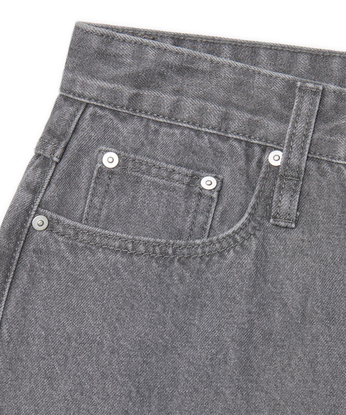 노매뉴얼(NOMANUAL) STRAIGHT WIDE DENIM PANTS - GRAY