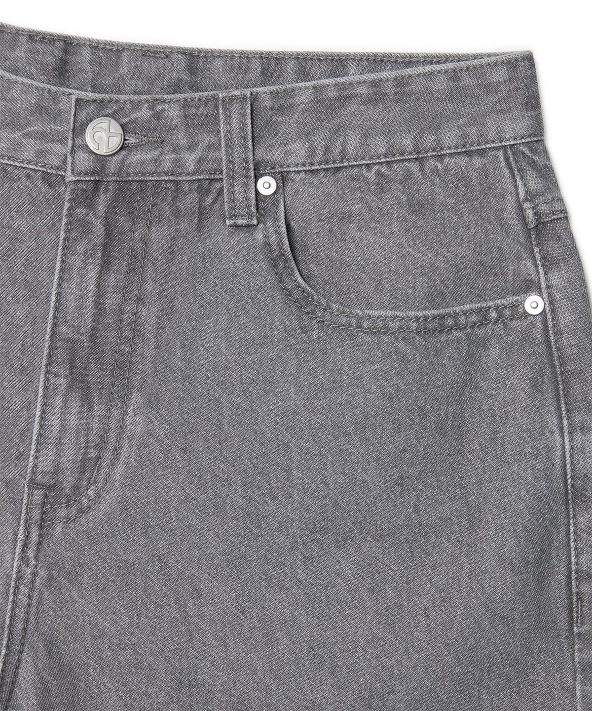 노매뉴얼(NOMANUAL) STRAIGHT WIDE DENIM PANTS - GRAY