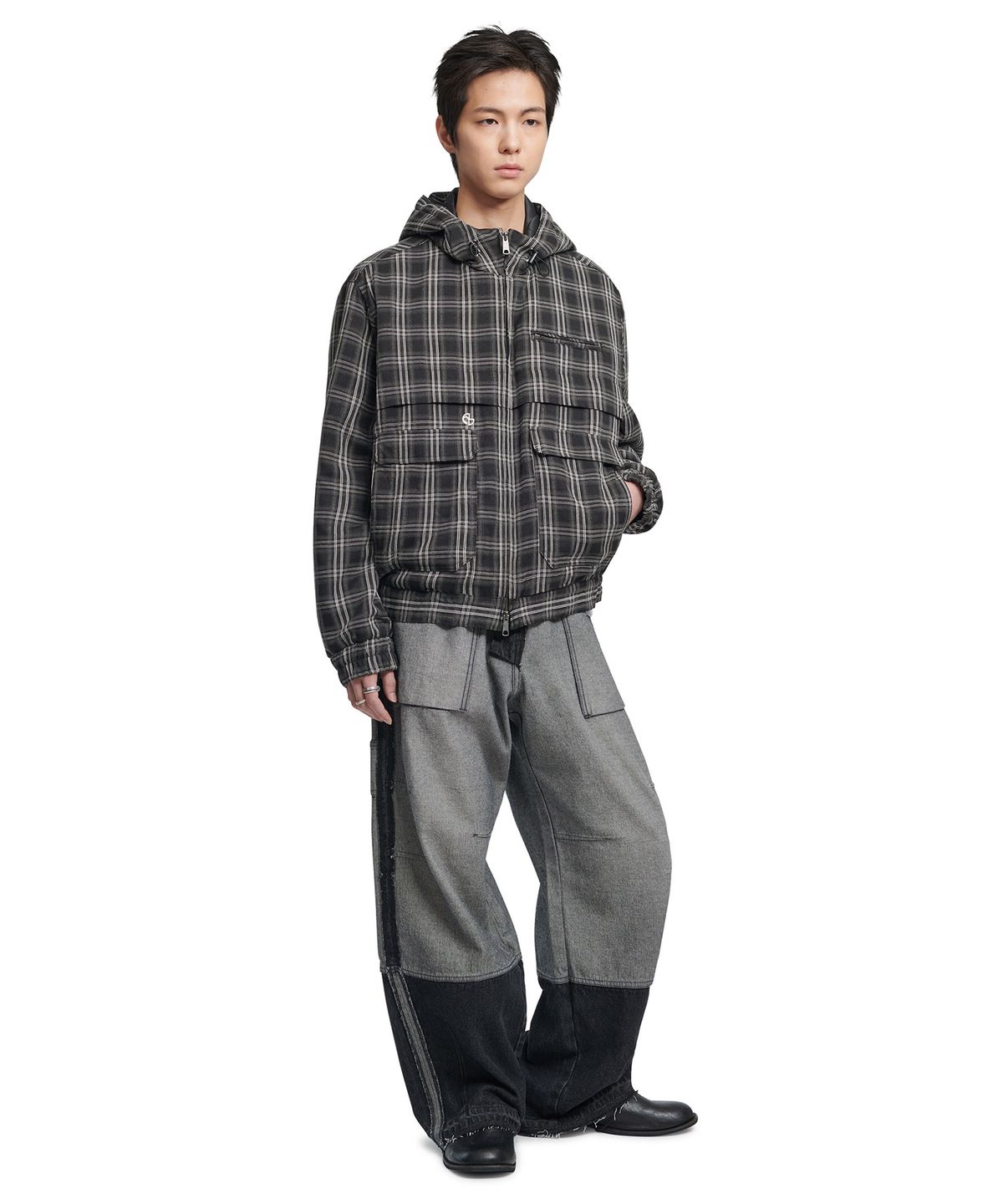 노매뉴얼(NOMANUAL) REVERSED CARPENTER DENIM PANTS - WASHED BLACK