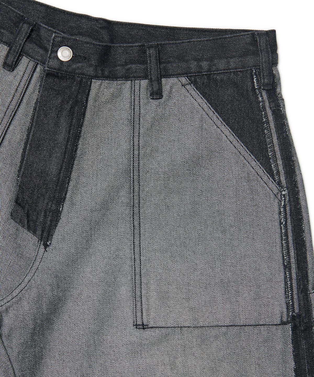 노매뉴얼(NOMANUAL) REVERSED CARPENTER DENIM PANTS - WASHED BLACK