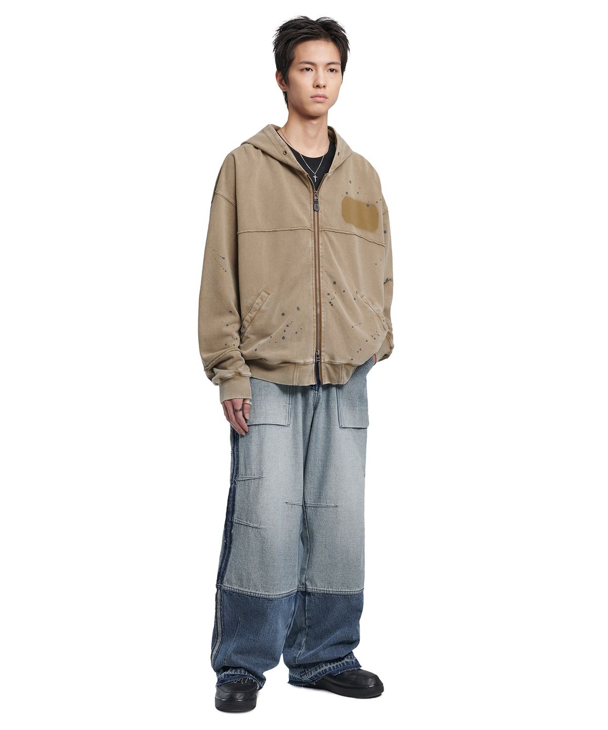노매뉴얼(NOMANUAL) REVERSED CARPENTER DENIM PANTS - WASHED NAVY