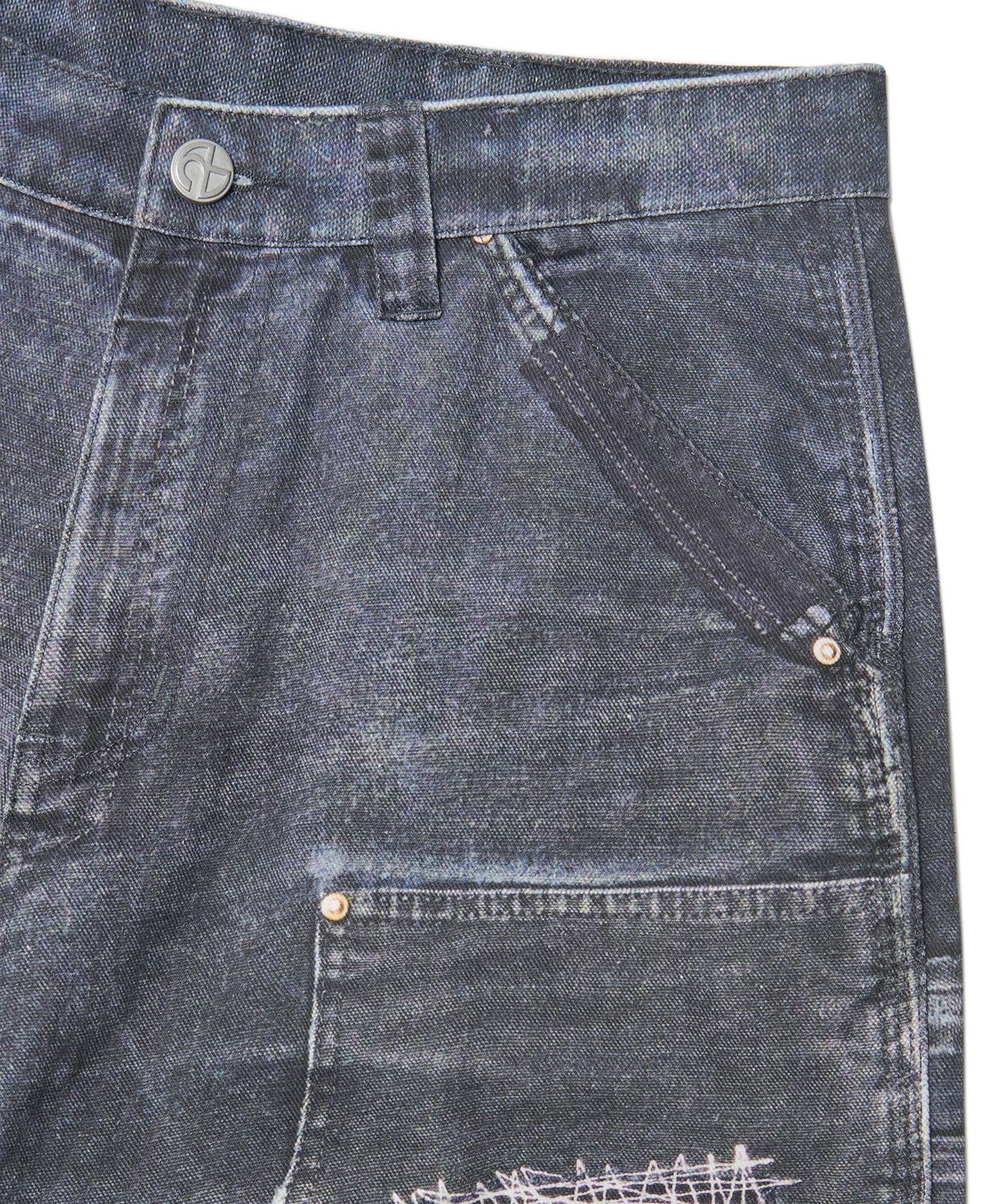 노매뉴얼(NOMANUAL) PRINTED DOUBLE KNEE PANTS - BLACK