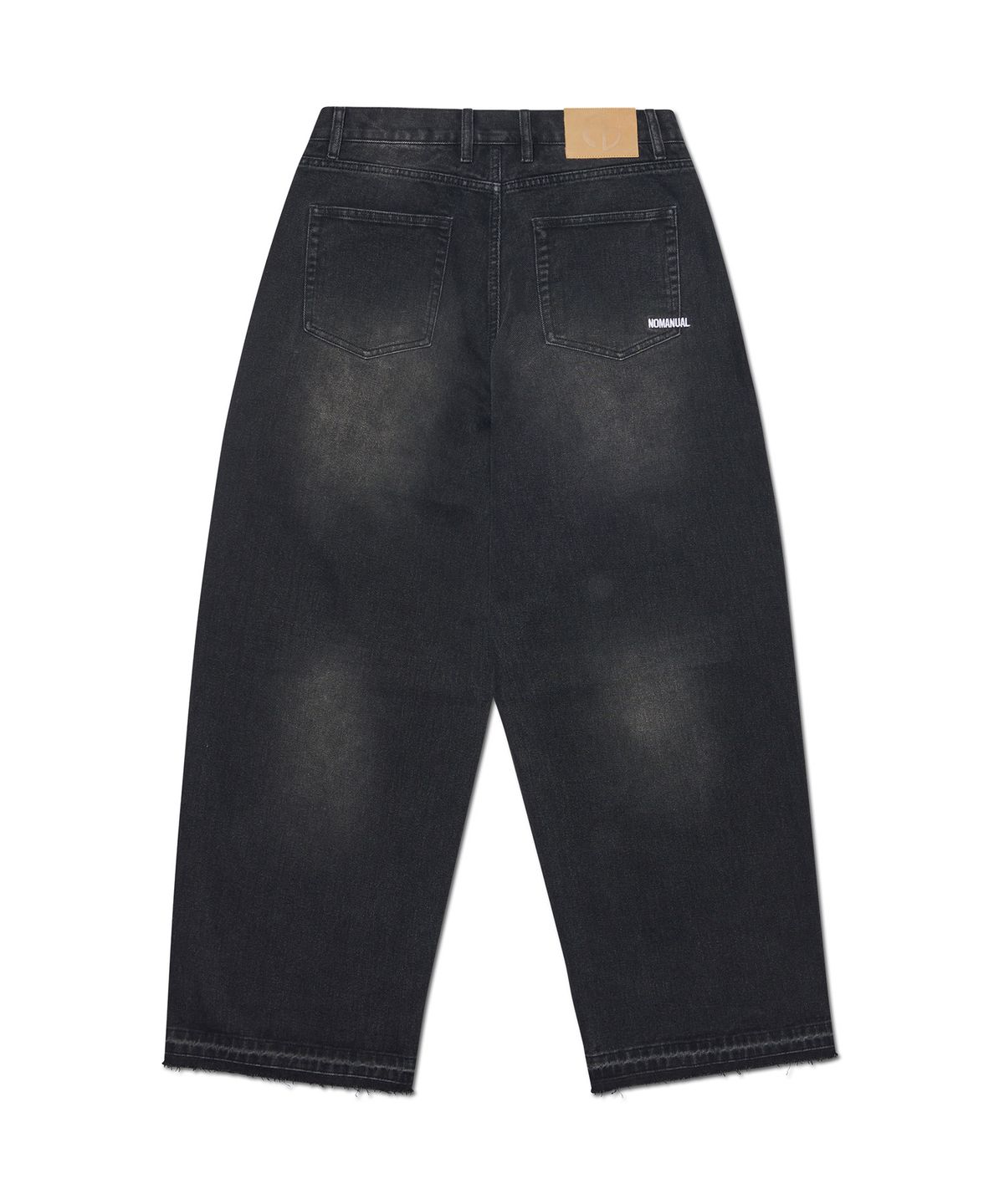 노매뉴얼(NOMANUAL) DESTROYED LAYER DENIM PANTS - WASHED BLACK