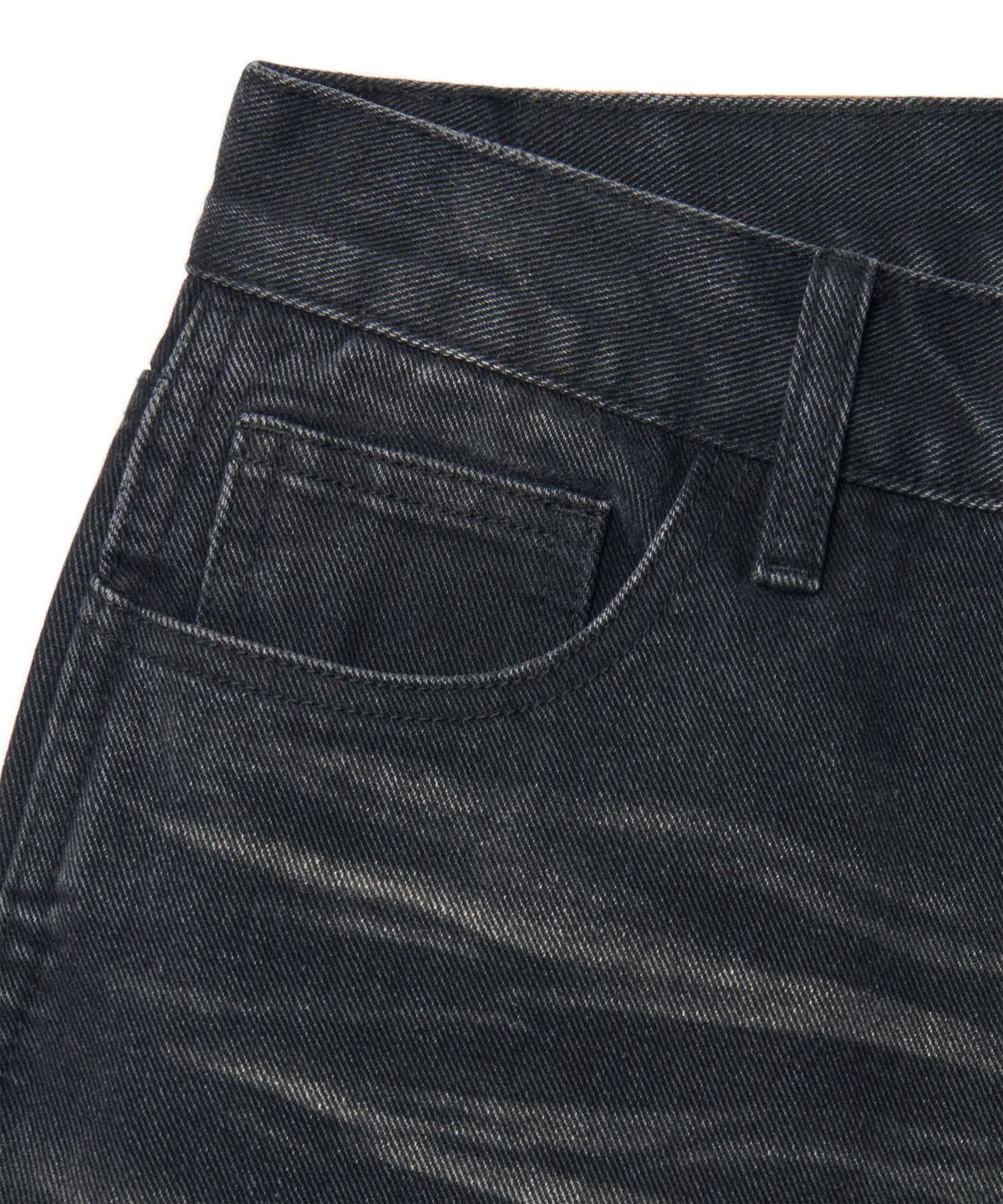 노매뉴얼(NOMANUAL) DESTROYED LAYER DENIM PANTS - WASHED BLACK
