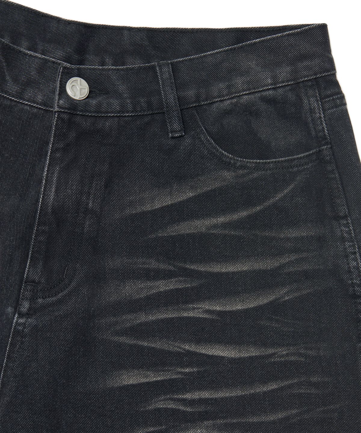 노매뉴얼(NOMANUAL) DESTROYED LAYER DENIM PANTS - WASHED BLACK