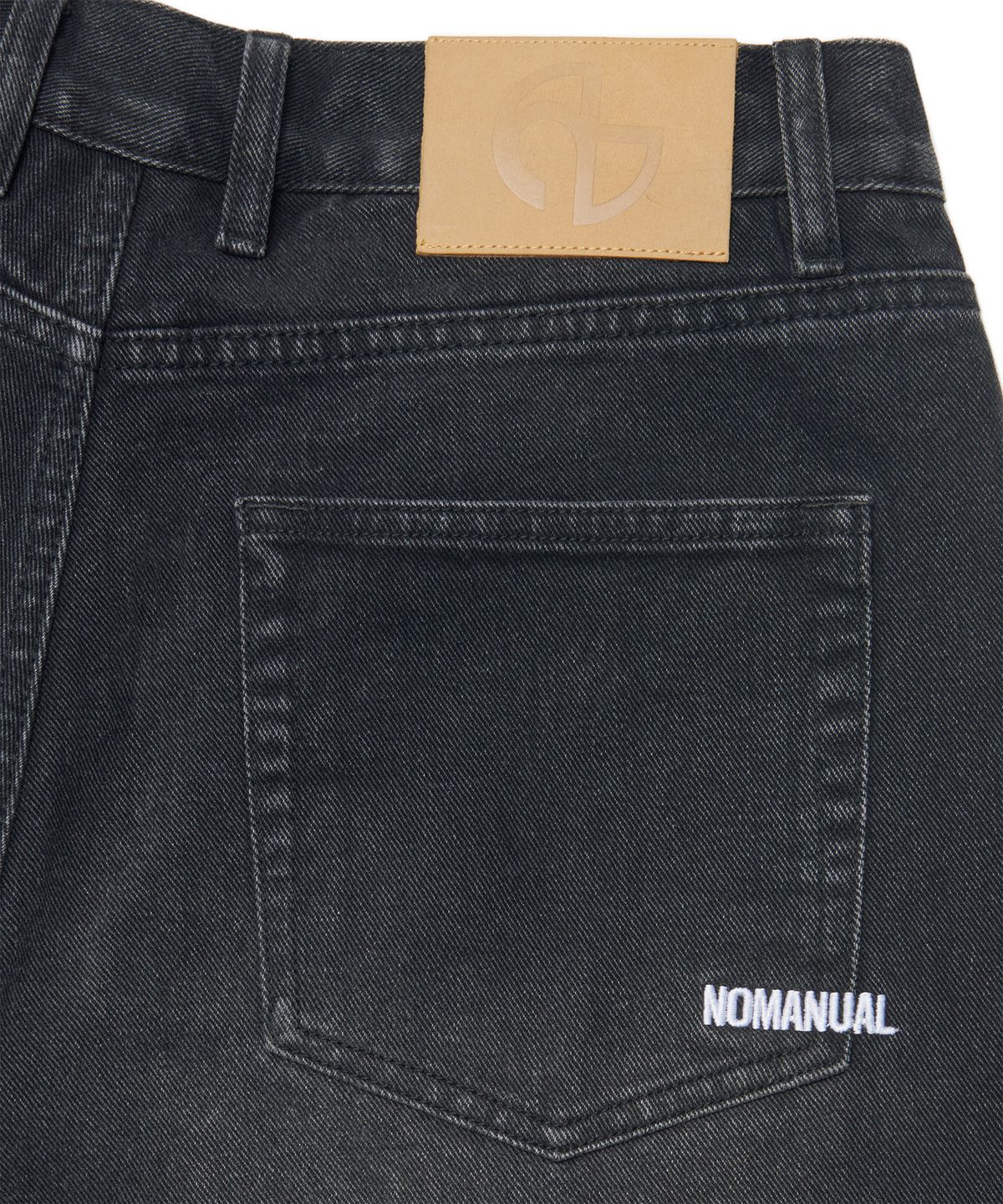 노매뉴얼(NOMANUAL) DESTROYED LAYER DENIM PANTS - WASHED BLACK
