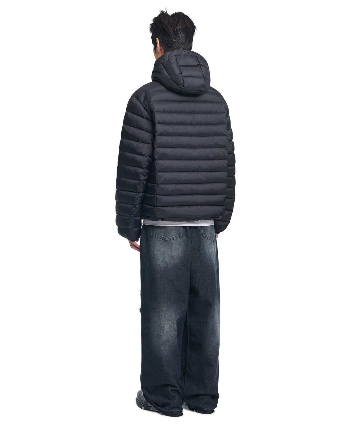 노매뉴얼(NOMANUAL) DESTROYED LAYER DENIM PANTS - WASHED NAVY