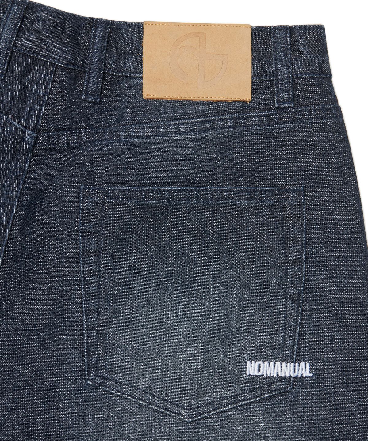 노매뉴얼(NOMANUAL) DESTROYED LAYER DENIM PANTS - WASHED NAVY
