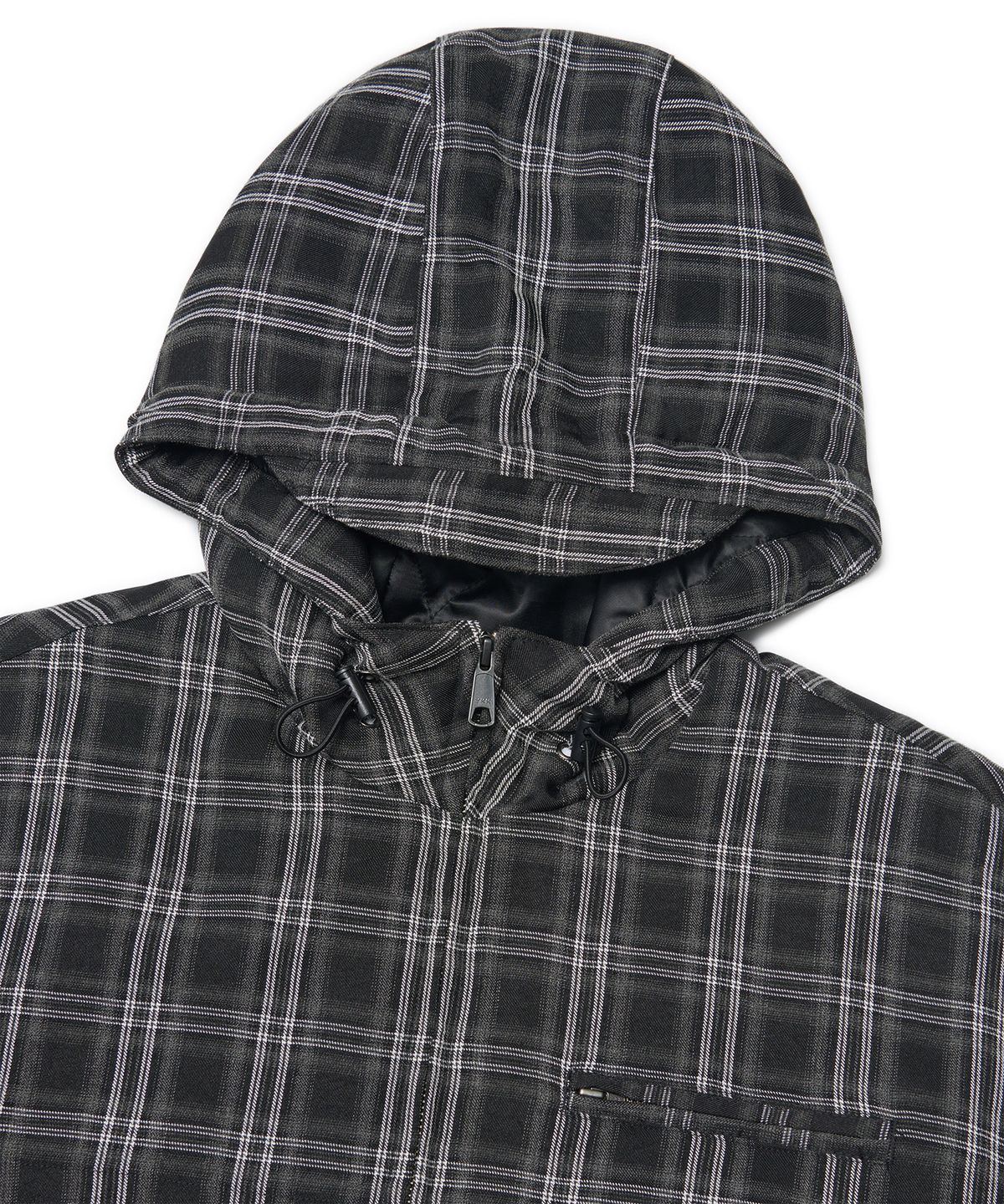 노매뉴얼(NOMANUAL) CHECK HOODED JACKET - BLACK