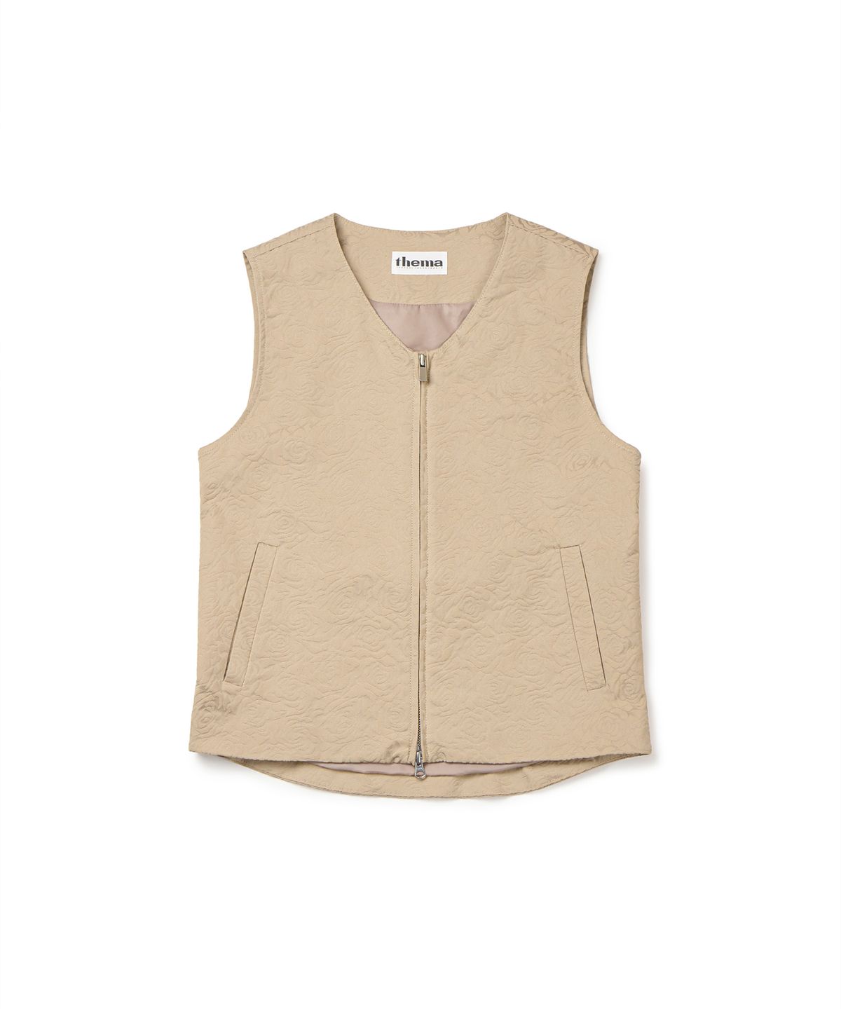 떼마(THEMA) flower jacquard belted vest_woman (beige)