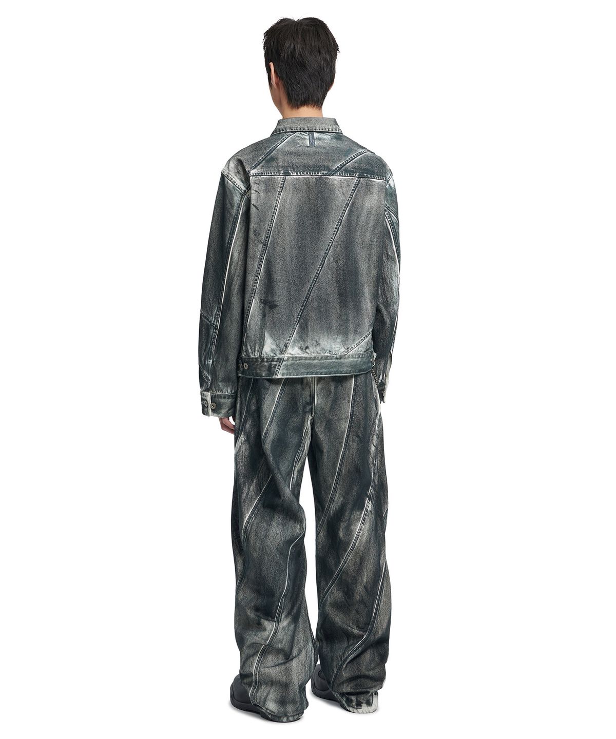 노매뉴얼(NOMANUAL) STAINED D.L DENIM TRUCKER JACKET - STAINED WHITE