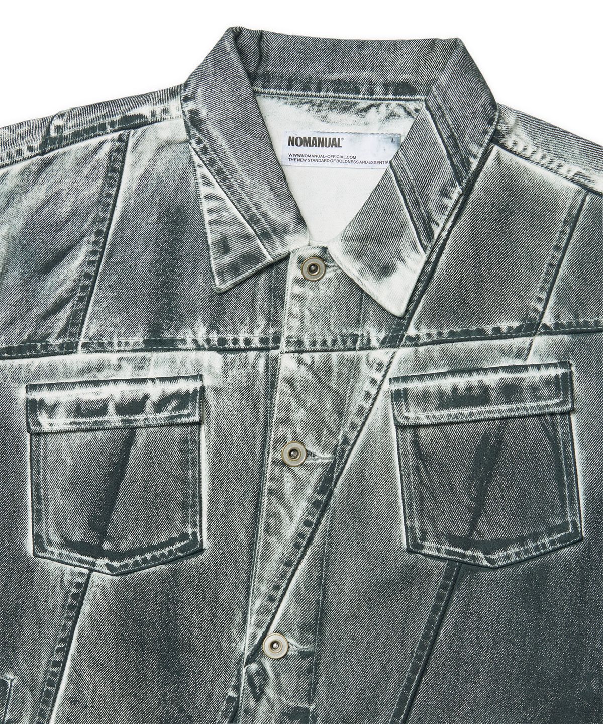 노매뉴얼(NOMANUAL) STAINED D.L DENIM TRUCKER JACKET - STAINED WHITE
