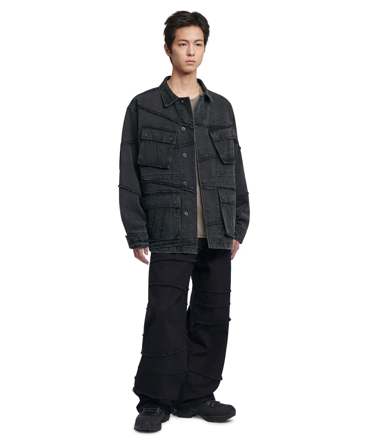 노매뉴얼(NOMANUAL) R.C DENIM BDU JACKET - WASHED BLACK