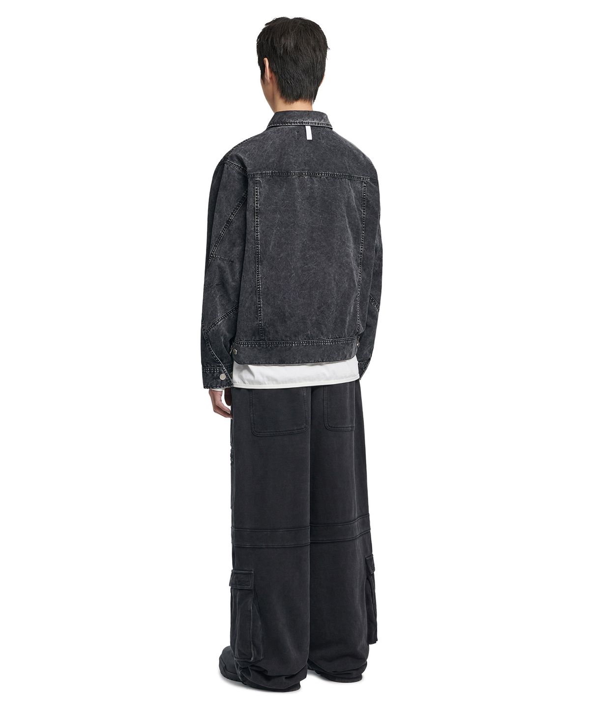 노매뉴얼(NOMANUAL) SLASH TRUCKER JACKET - WASHED BLACK