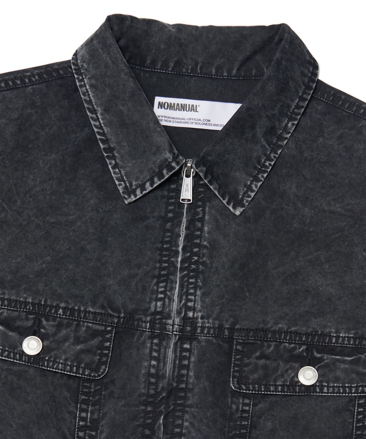 노매뉴얼(NOMANUAL) SLASH TRUCKER JACKET - WASHED BLACK