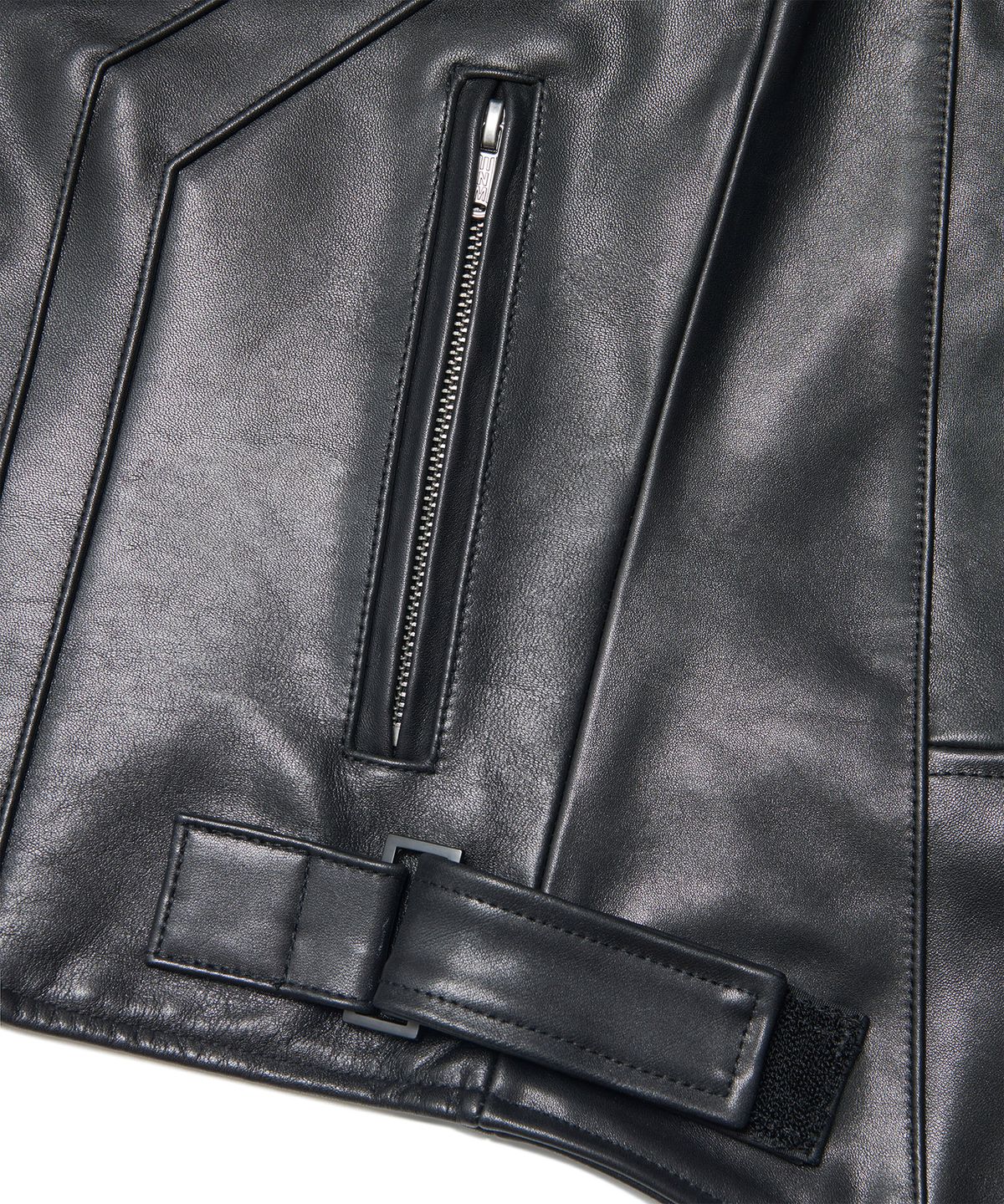 노매뉴얼(NOMANUAL) MOTO LEATHER JACKET - BLACK