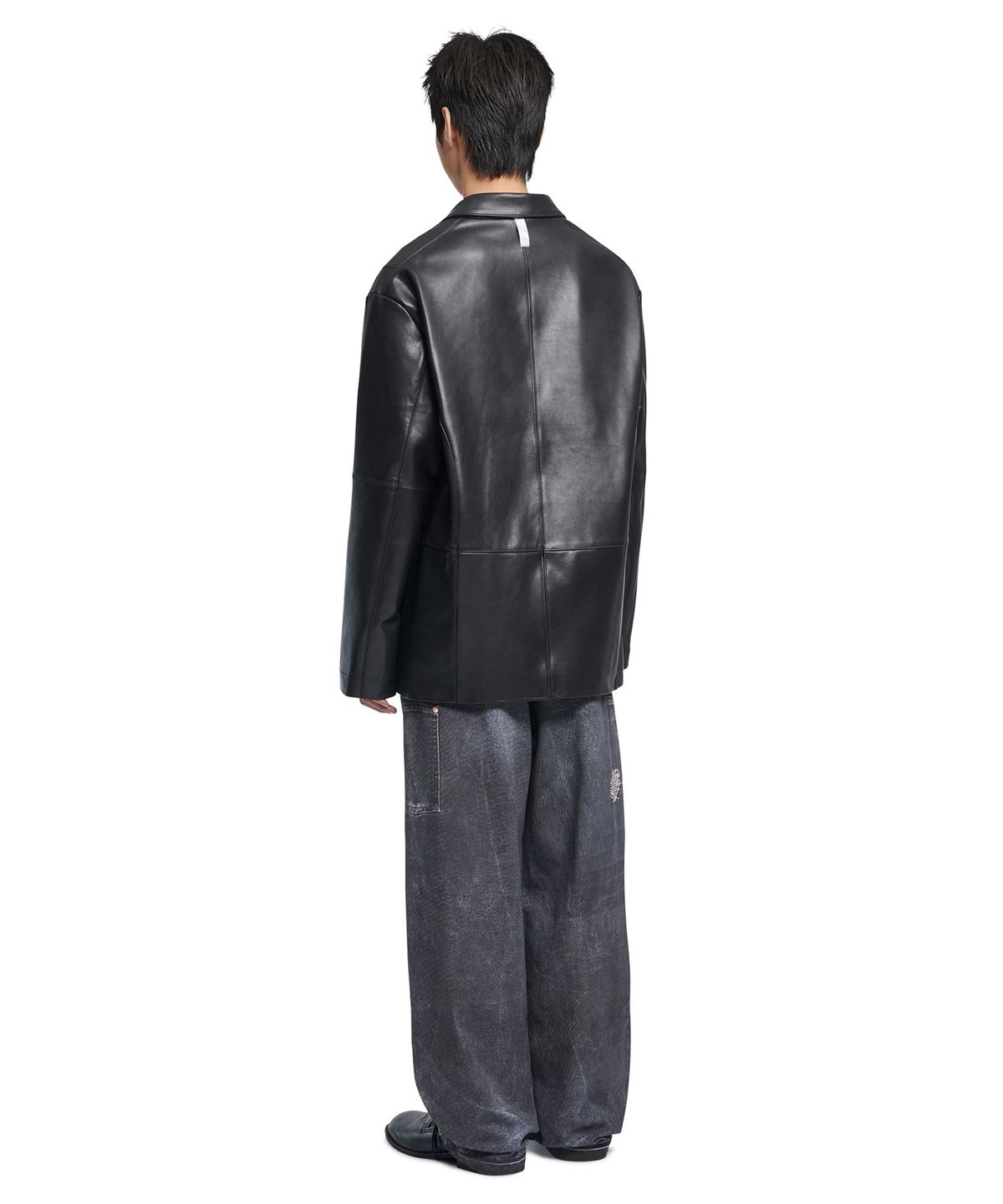 노매뉴얼(NOMANUAL) NM LEATHER BLAZER - BLACK