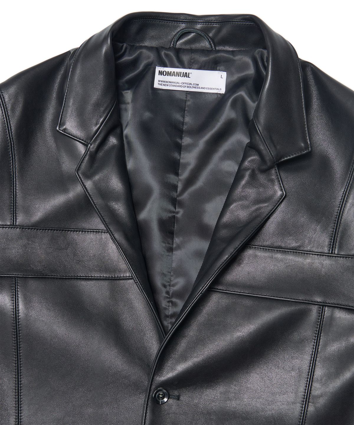 노매뉴얼(NOMANUAL) NM LEATHER BLAZER - BLACK