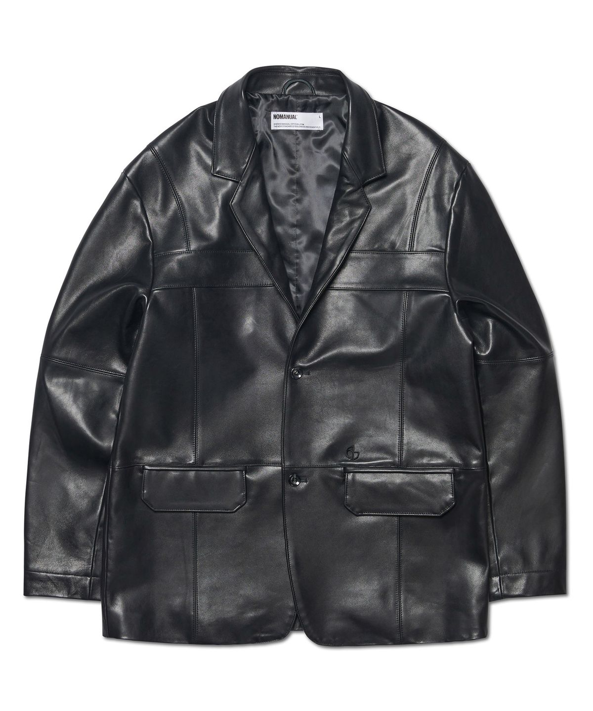 노매뉴얼(NOMANUAL) NM LEATHER BLAZER - BLACK