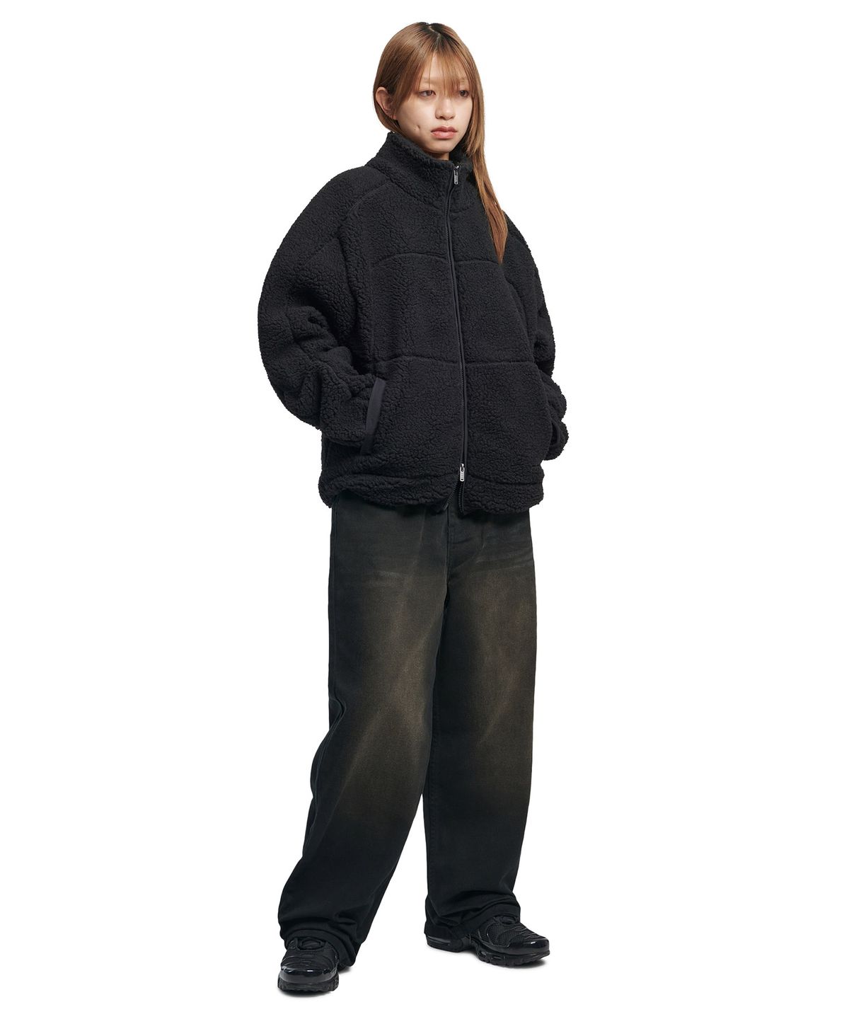노매뉴얼(NOMANUAL) TRACE SHERPA FLEECE JACKET - BLACK