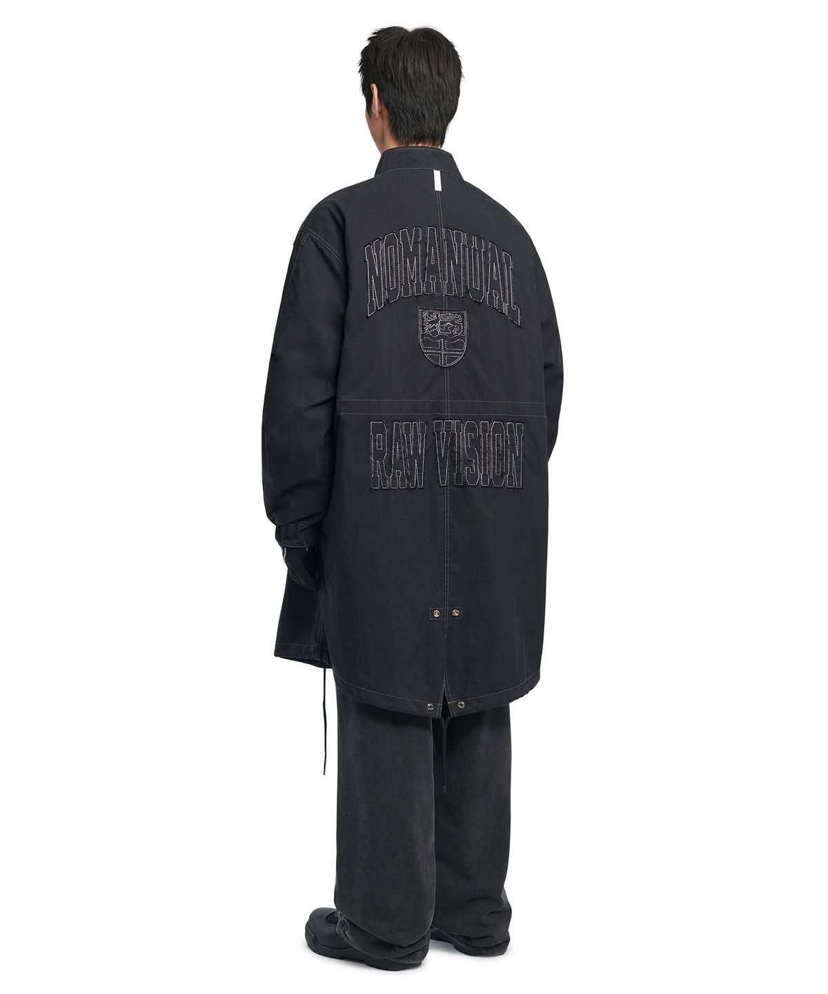 노매뉴얼(NOMANUAL) PATCHED EMBLEM PARKA - WASHED BLACK