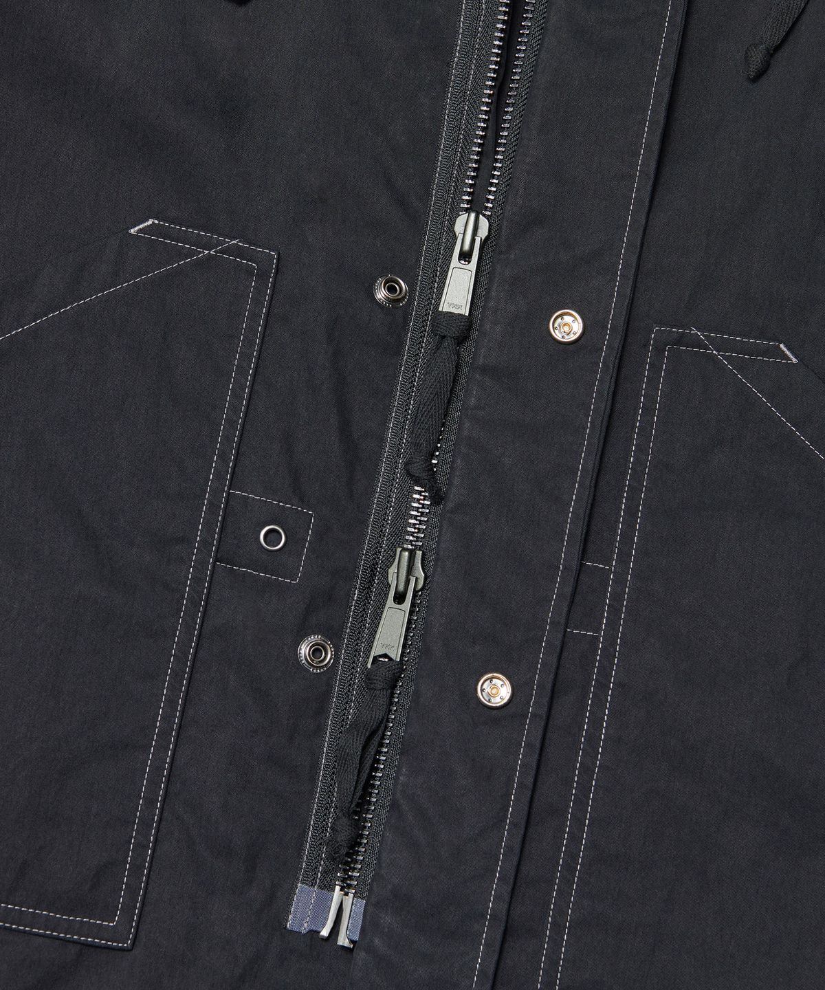 노매뉴얼(NOMANUAL) PATCHED EMBLEM PARKA - WASHED BLACK