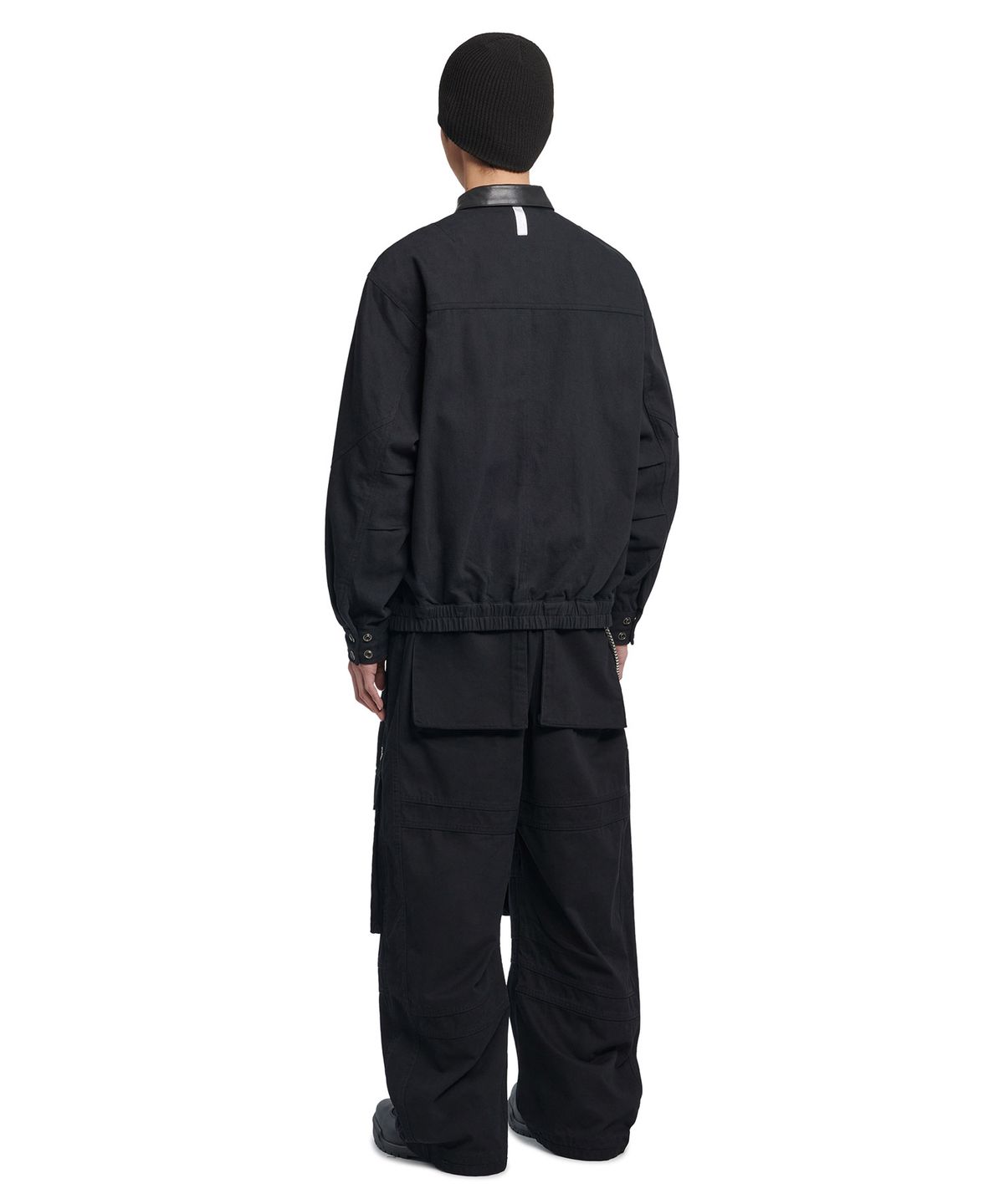 노매뉴얼(NOMANUAL) VINTAGE LEATHER COLLAR WORK JACKET - WASHED BLACK