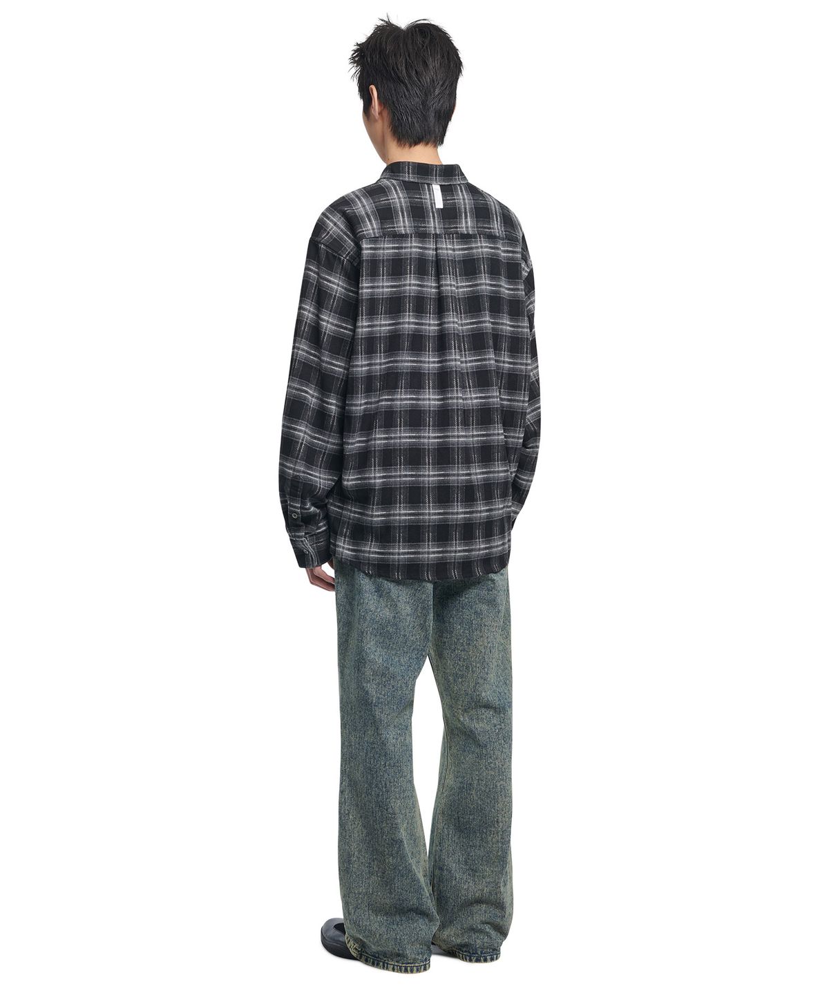 노매뉴얼(NOMANUAL) FLANNEL CHECK SHIRT - BLACK