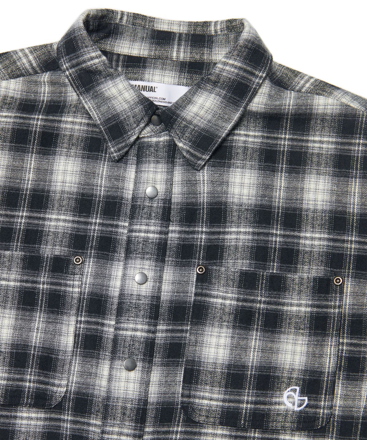 노매뉴얼(NOMANUAL) FLANNEL CHECK SHIRT JACKET - BLACK