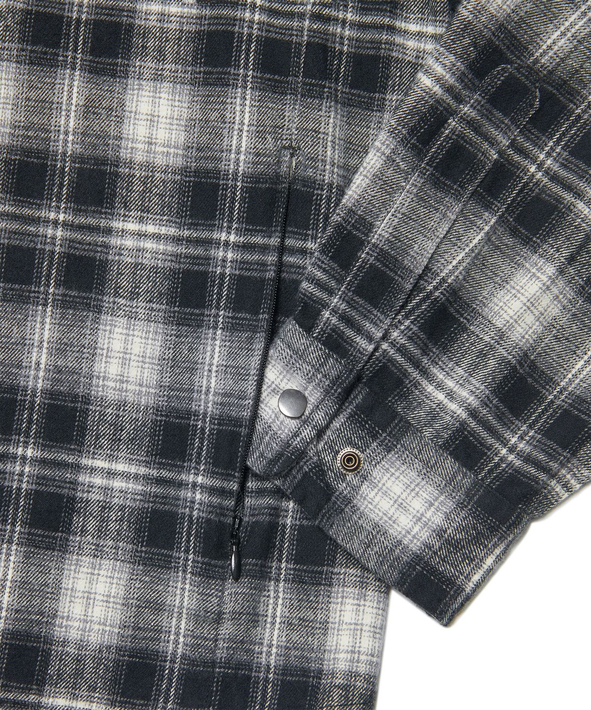 노매뉴얼(NOMANUAL) FLANNEL CHECK SHIRT JACKET - BLACK