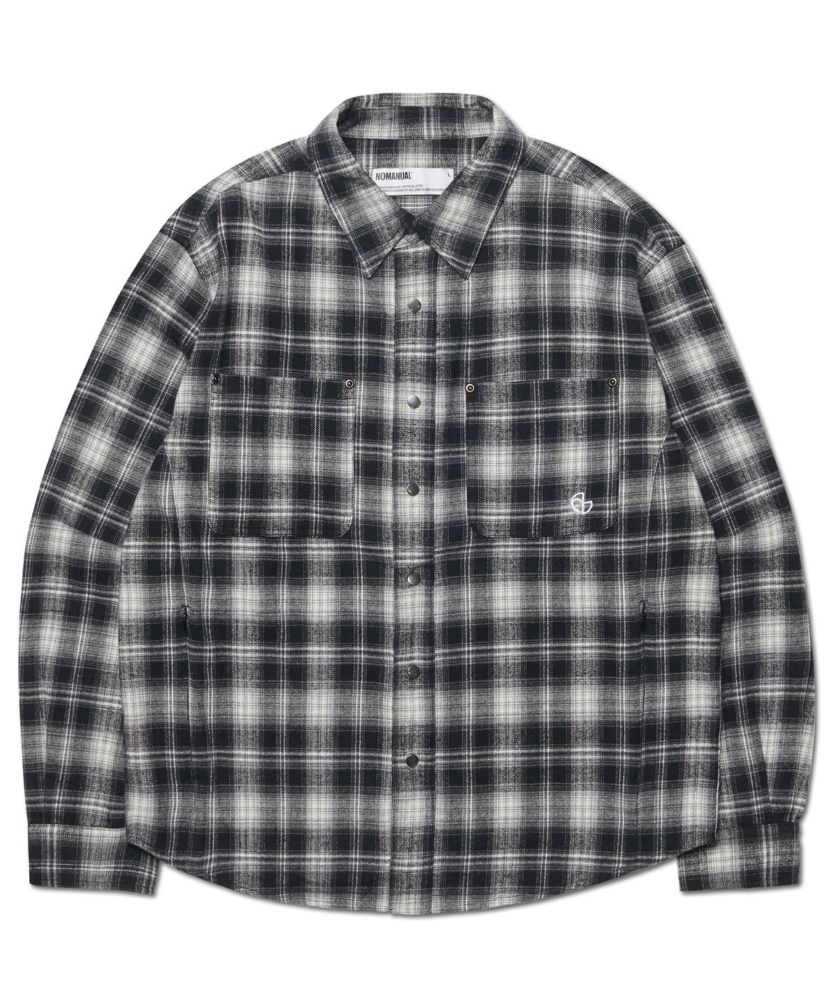 노매뉴얼(NOMANUAL) FLANNEL CHECK SHIRT JACKET - BLACK