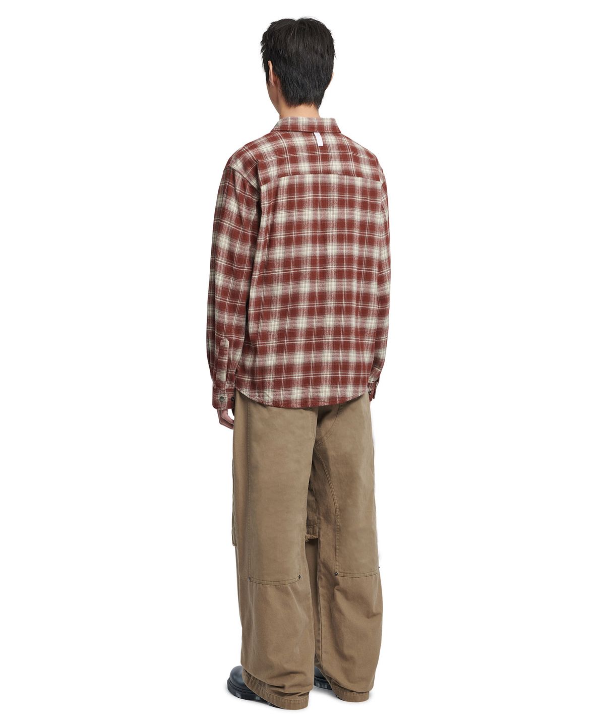 노매뉴얼(NOMANUAL) FLANNEL CHECK SHIRT JACKET - BURGUNDY