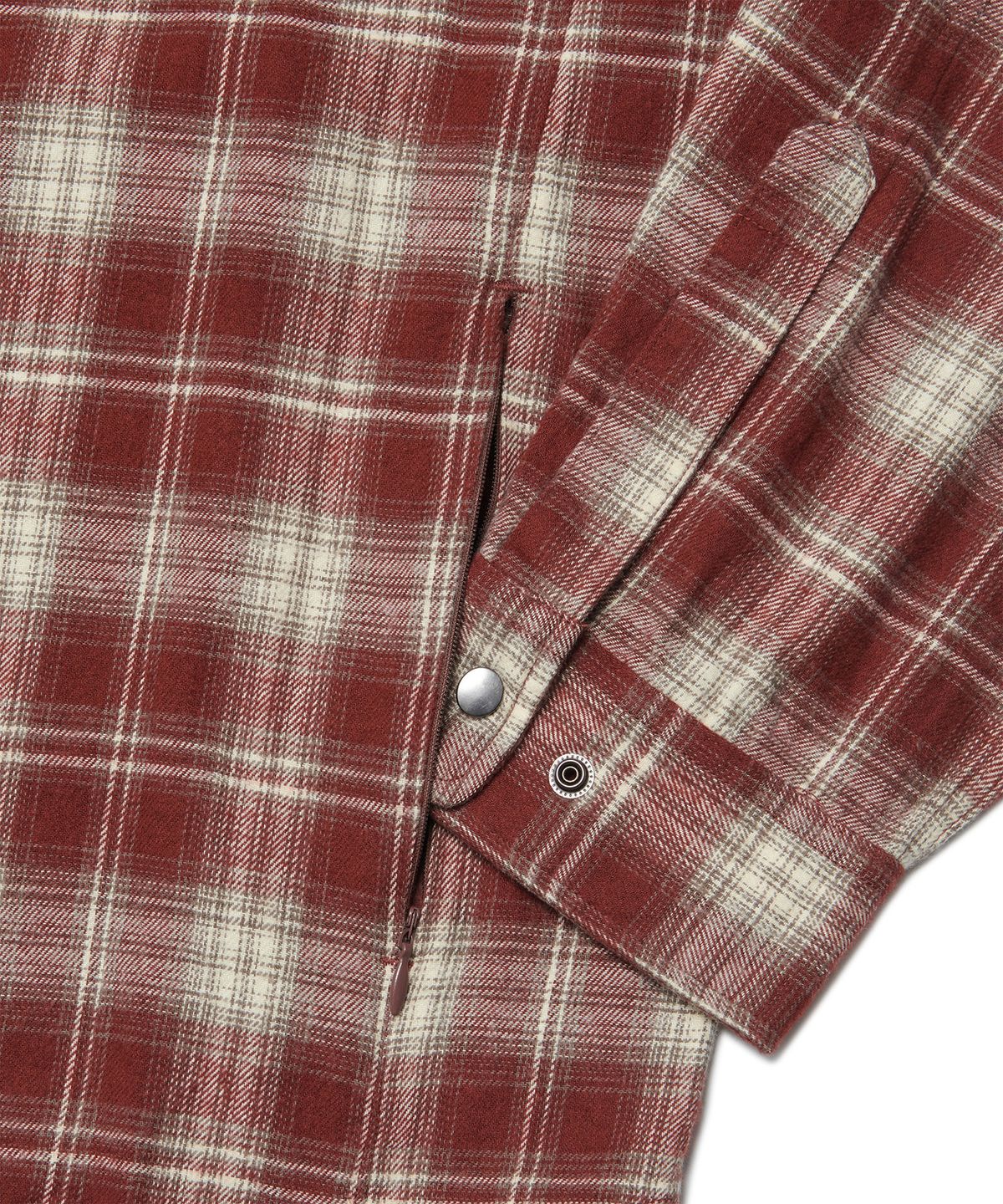 노매뉴얼(NOMANUAL) FLANNEL CHECK SHIRT JACKET - BURGUNDY