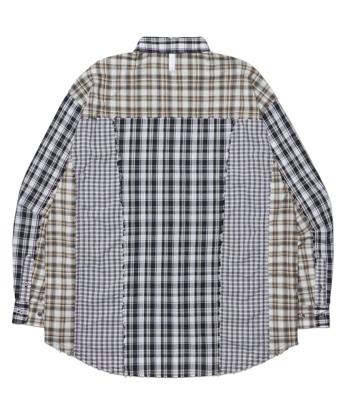 노매뉴얼(NOMANUAL) RAW EDGE CHECK SHIRT - BLACK