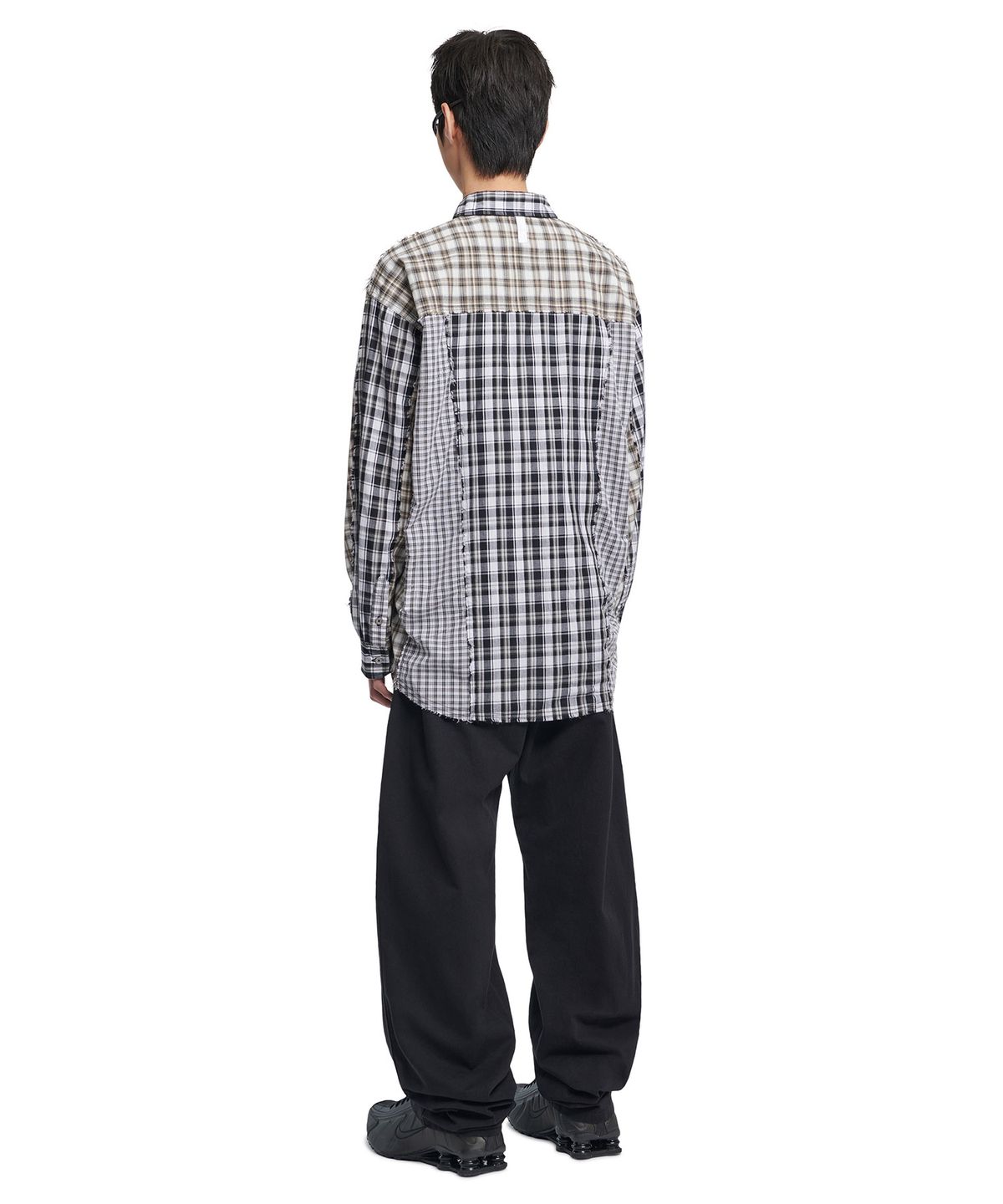 노매뉴얼(NOMANUAL) RAW EDGE CHECK SHIRT - BLACK