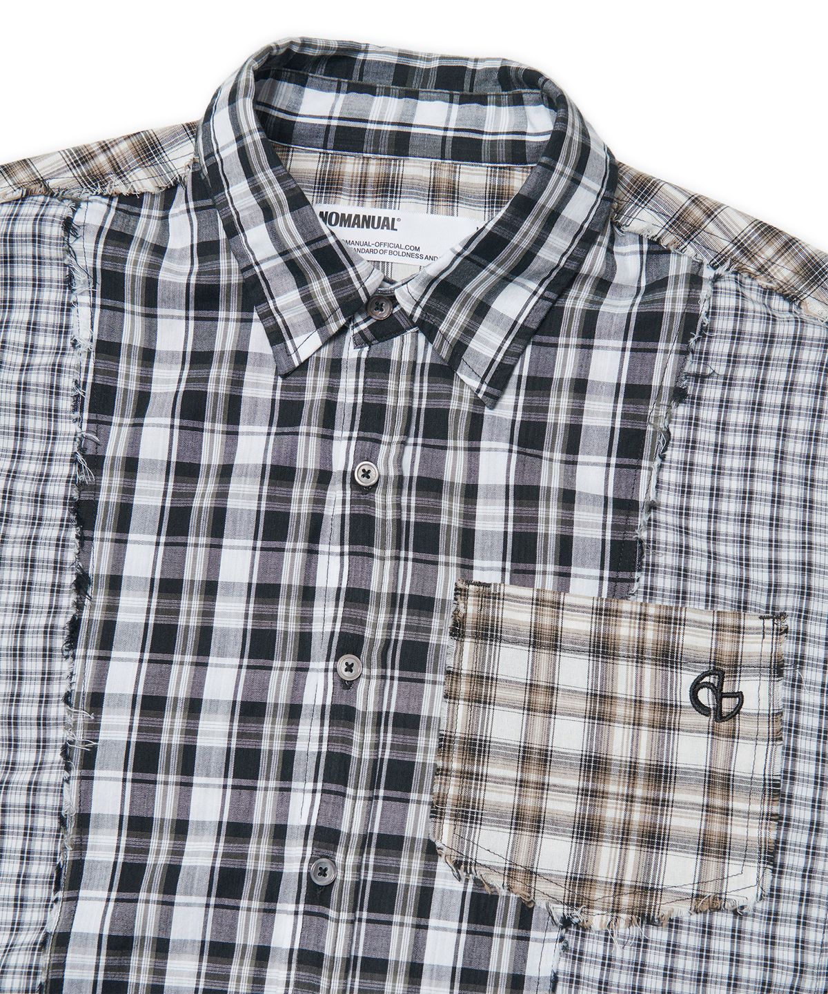 노매뉴얼(NOMANUAL) RAW EDGE CHECK SHIRT - BLACK