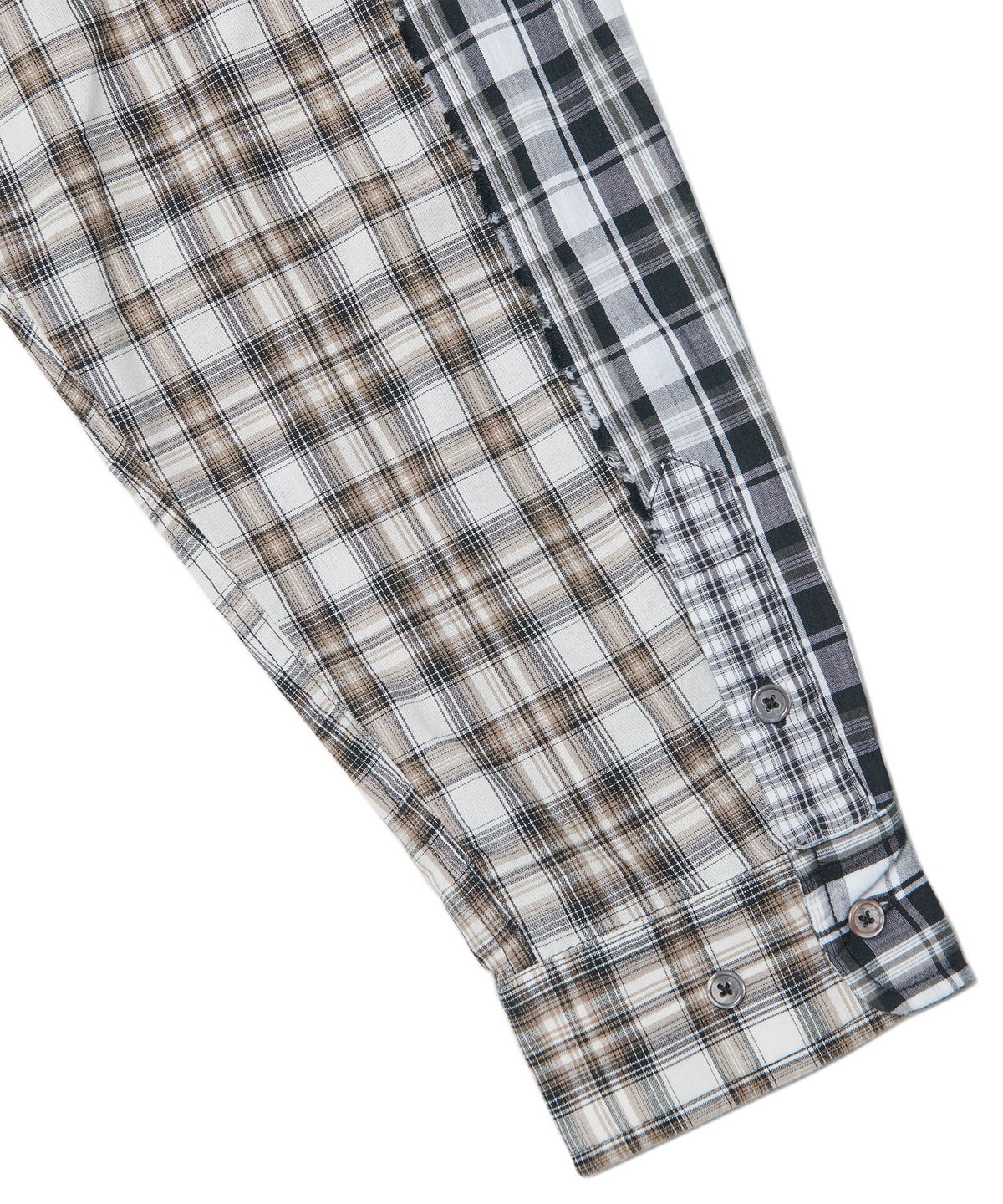 노매뉴얼(NOMANUAL) RAW EDGE CHECK SHIRT - BLACK