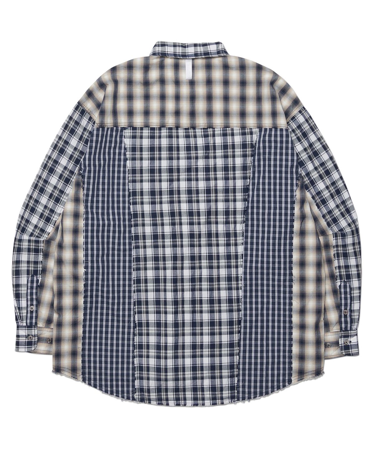 노매뉴얼(NOMANUAL) RAW EDGE CHECK SHIRT - NAVY